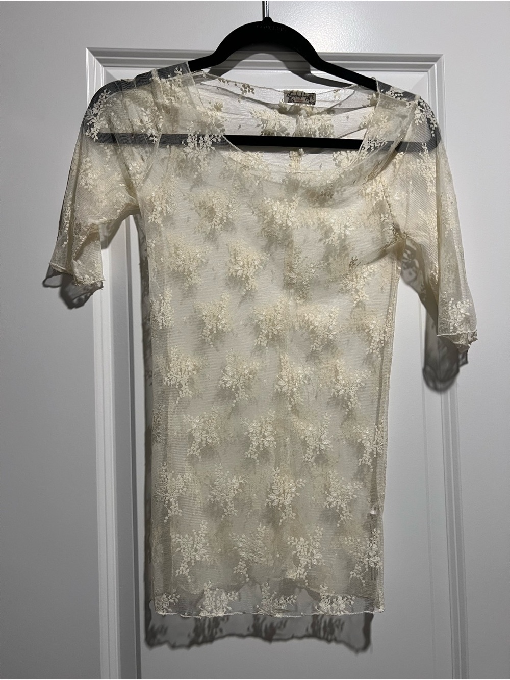 Free People Cream Lace Sheer Top